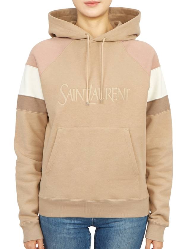 Luxury Saint Laurent Trending 2025 Front Logo Cotton Hoodie Beige