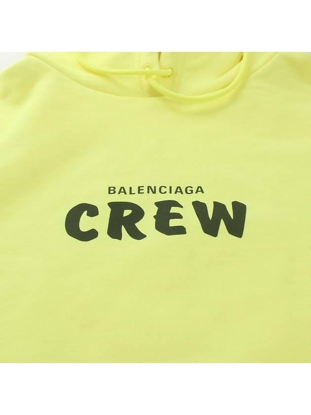 Luxury Balenciaga Trending 2026 Crew Logo Print Oversized Hoodie Yellow