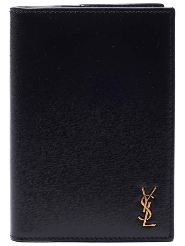 Luxury Saint Laurent Trending 2025 Monogram Logo Card Passport Wallet Black