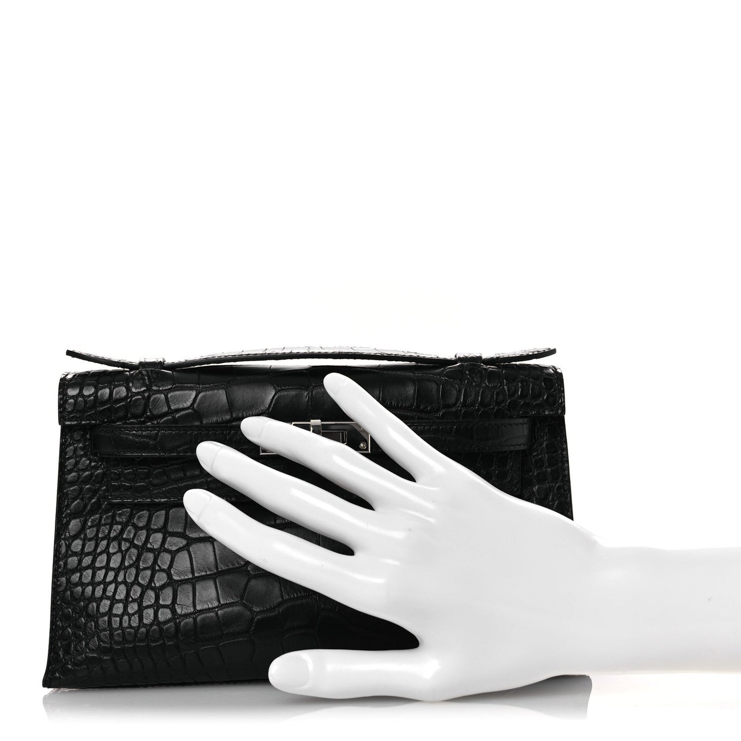 Hermes Matte Alligator Kelly Pochette Black