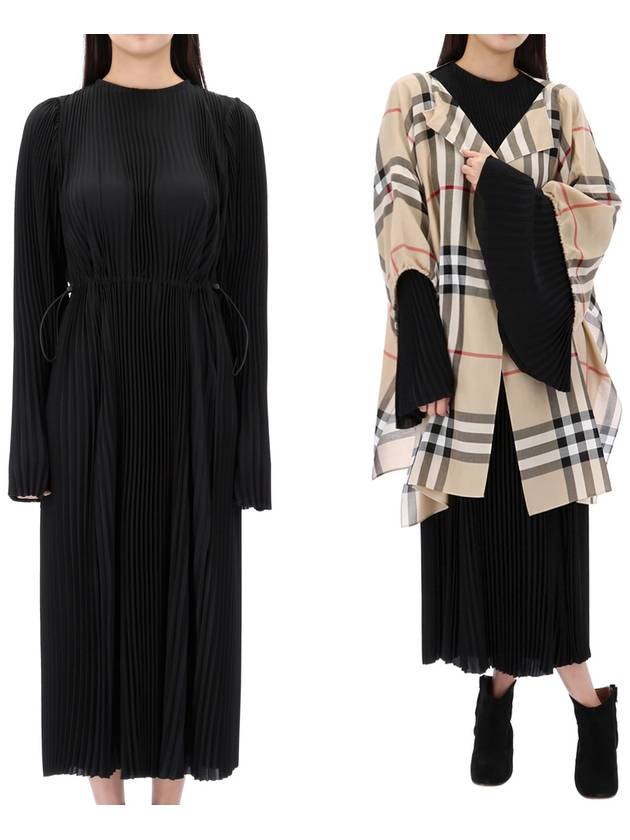 Luxury Balenciaga Trending 2026 Pleated Crepe De Chine Midi Dress Black