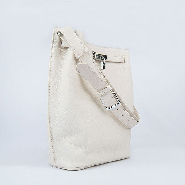 Luxury Hermes Nappa Leather Shoulder Bag H2804 beige Silver