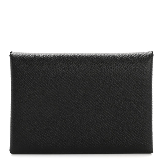 Hermes Epsom Calvi Duo Card Case Black