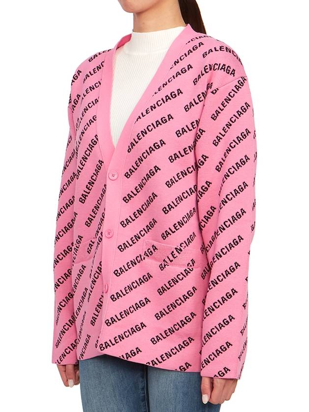 Luxury Balenciaga Trending 2026 All-Over Logo Cardigan Pink