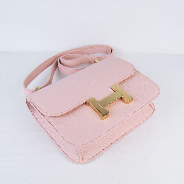 Luxury Hermes Constance Cowskin Leather Bag H017 pink golden