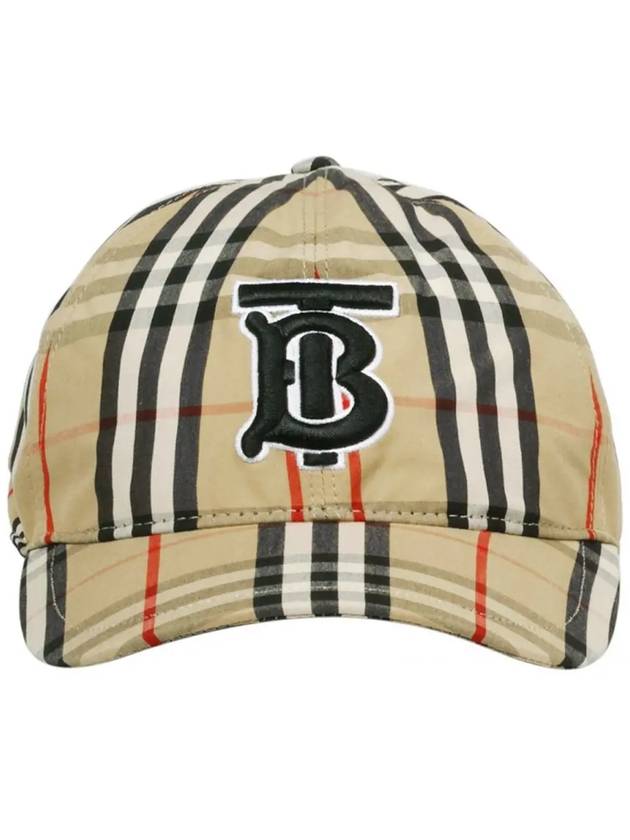 Luxury Burberry Vintage Check Motif Ball Cap Beige