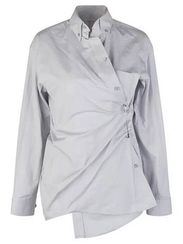 Luxury Balenciaga Trending 2026 Twist Button Cotton Shirt Grey