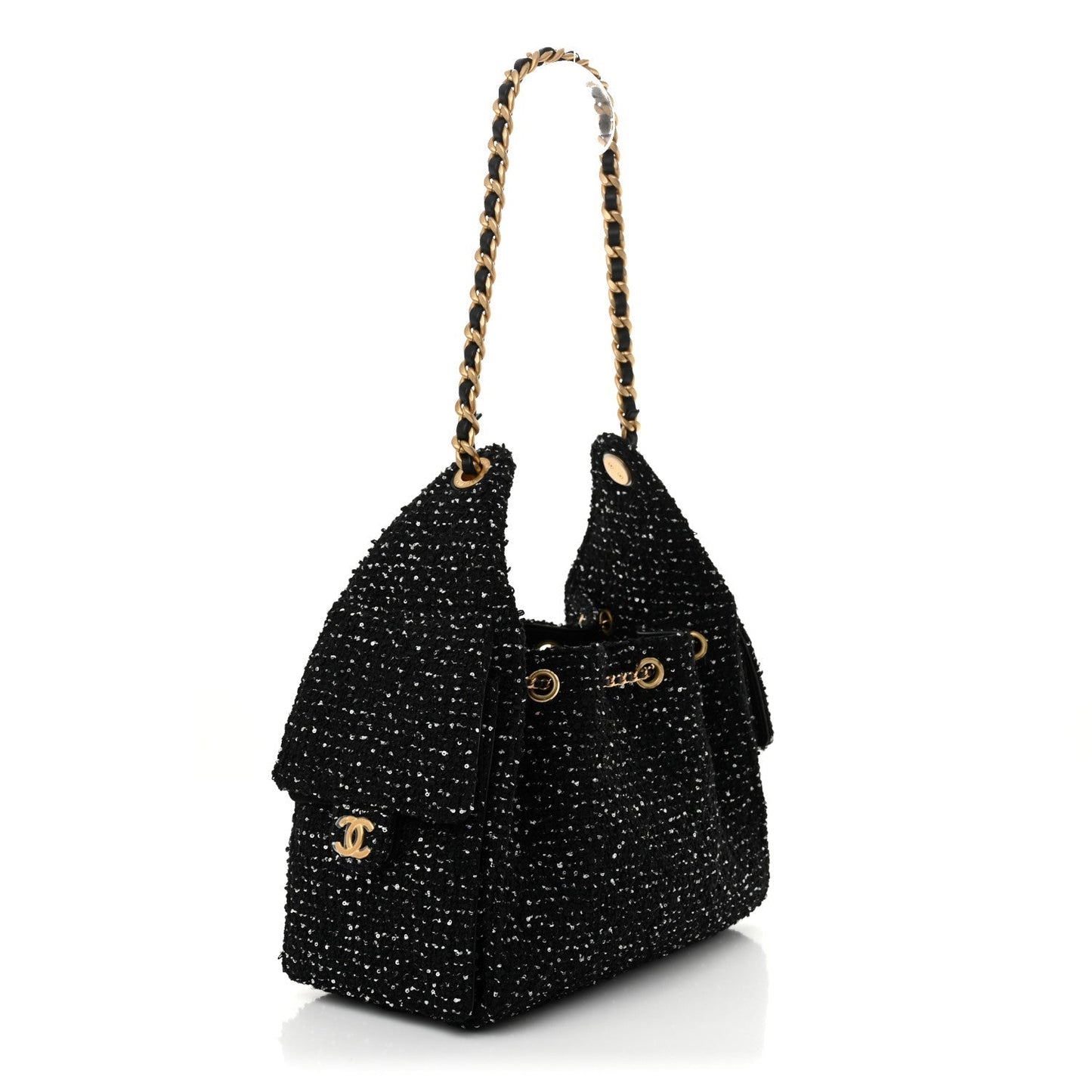 Tweed Quilted Small Chanel 25 Handbag Black