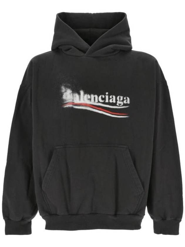 Luxury Balenciaga Trending 2026 Political Stencil Medium Fit Hoodie Black