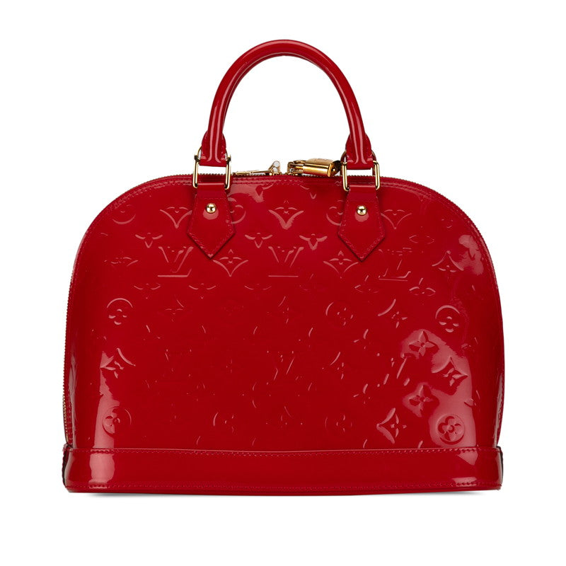 Louis Vuitton Monogram Vernis Alma MM Handbag M90098 Rose Andy Red Patent Leather Louis Vuitton