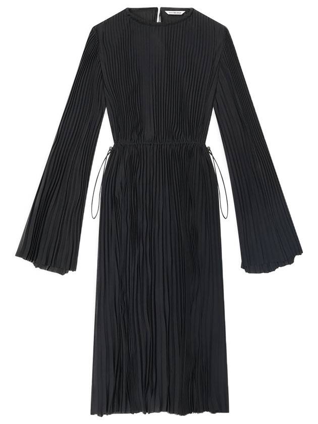 Luxury Balenciaga Trending 2026 Pleated Crepe De Chine Midi Dress Black