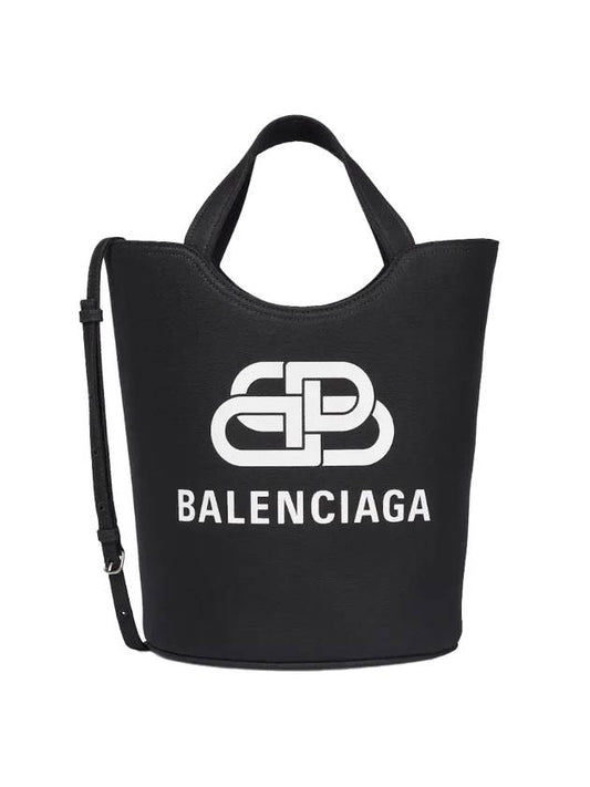 Luxury Balenciaga Trending 2026 Wave Logo Medium Tote Bag Black