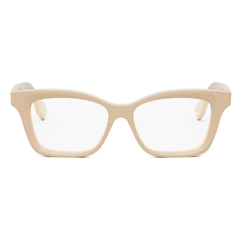Fendi Eyeglasses Cat Eye Full Rim, Beige Frame and Clear Demo Lenses Lens FE50057I057