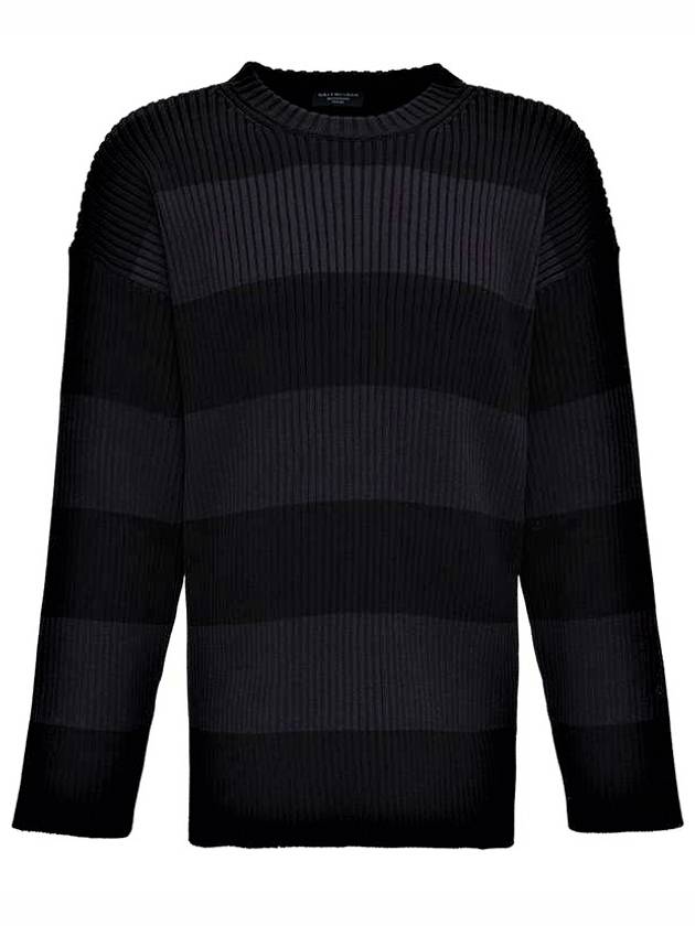 Luxury Balenciaga Trending 2026 Back BB Logo Stripe Cotton Knit Top Black