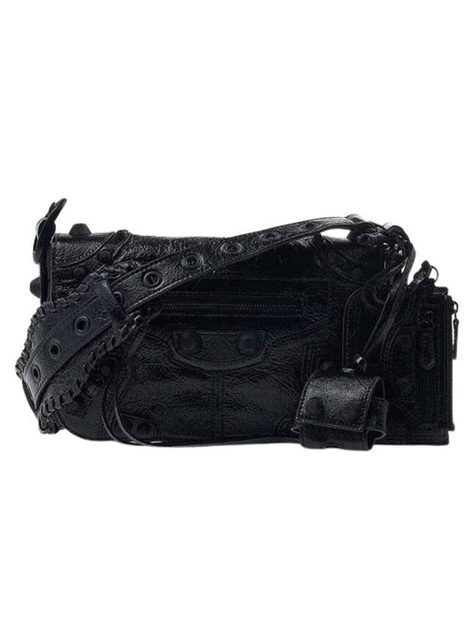 Luxury Balenciaga Trending 2026 Le Cagole XS Lambskin Flap Cross Bag Black