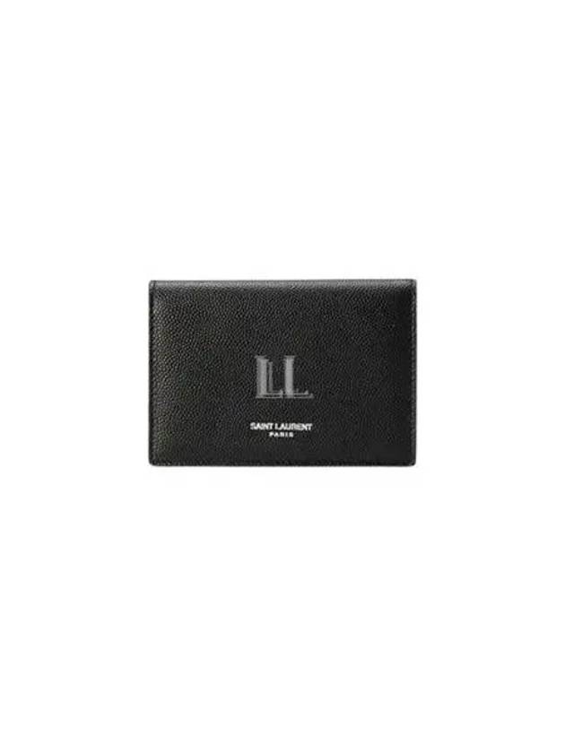 Luxury Saint Laurent Trending 2025 Business Flap in Grain De Poudre Embossed Leather Card Wallet Black