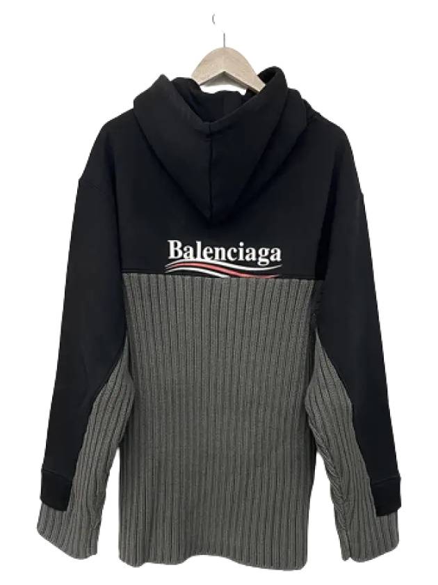 Luxury Balenciaga Trending 2026 Wave Logo Knit Hoodie Black