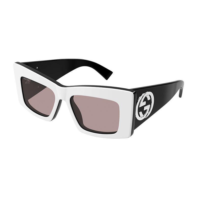 Gucci Sunglasses Square Full Rim, Shiny Black Frame and Grey Lens GG1842S001