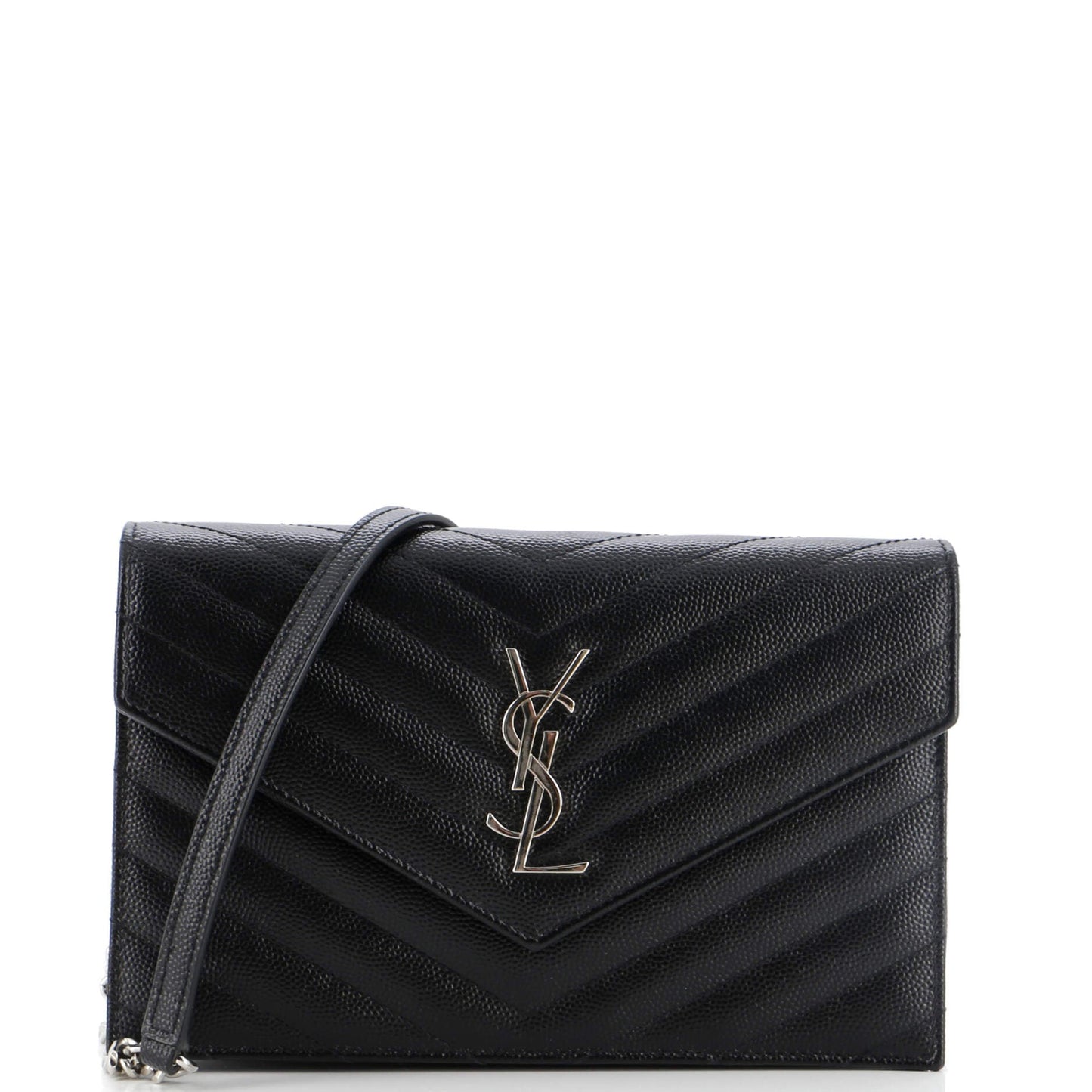 Luxury Saint Laurent Trending 2025 Classic Monogram Wallet on Chain Matelasse Chevron Leather Small