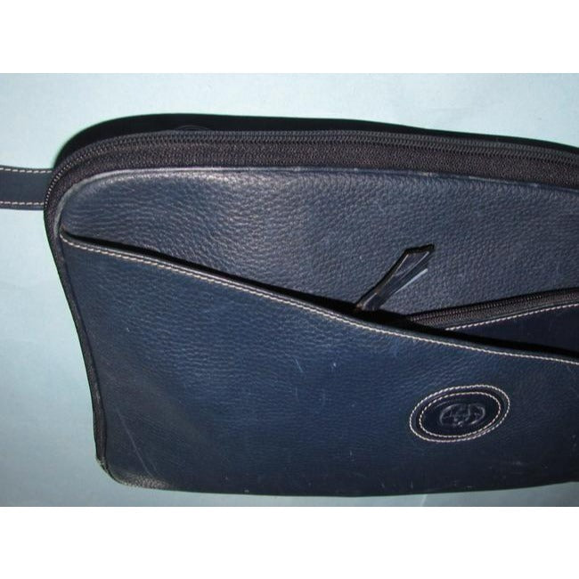 Gucci Vintage Shades Of Navy In Smooth And Textured Leather Cross Body Bag