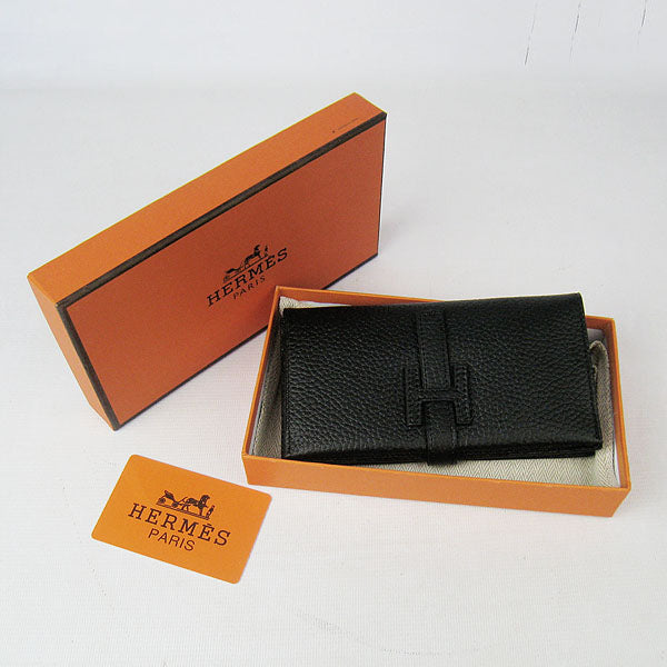 Luxury Hermes Wallet H015 Wallet Cow Leather Black