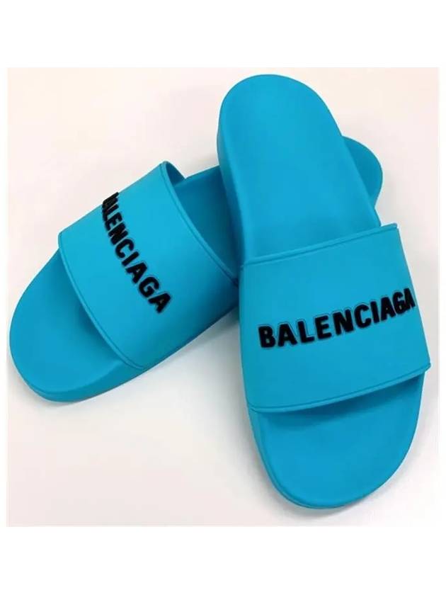 Luxury Balenciaga Trending 2026 Men's Logo Full Slippers Blue