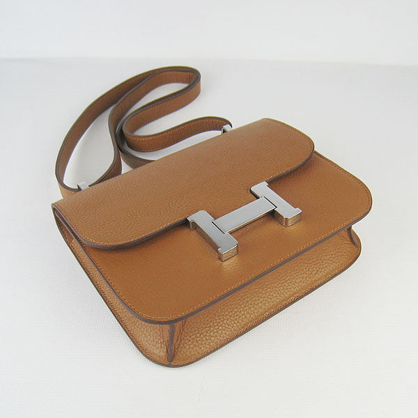 Luxury Hermes Constance Cowskin Leather Bag H017 light coffee silver