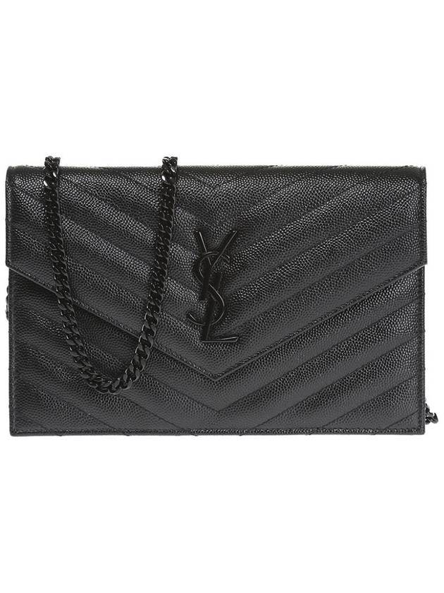 Luxury Saint Laurent Trending 2025 Monogram Envelope Chain Small Wallet Cross Bag Black