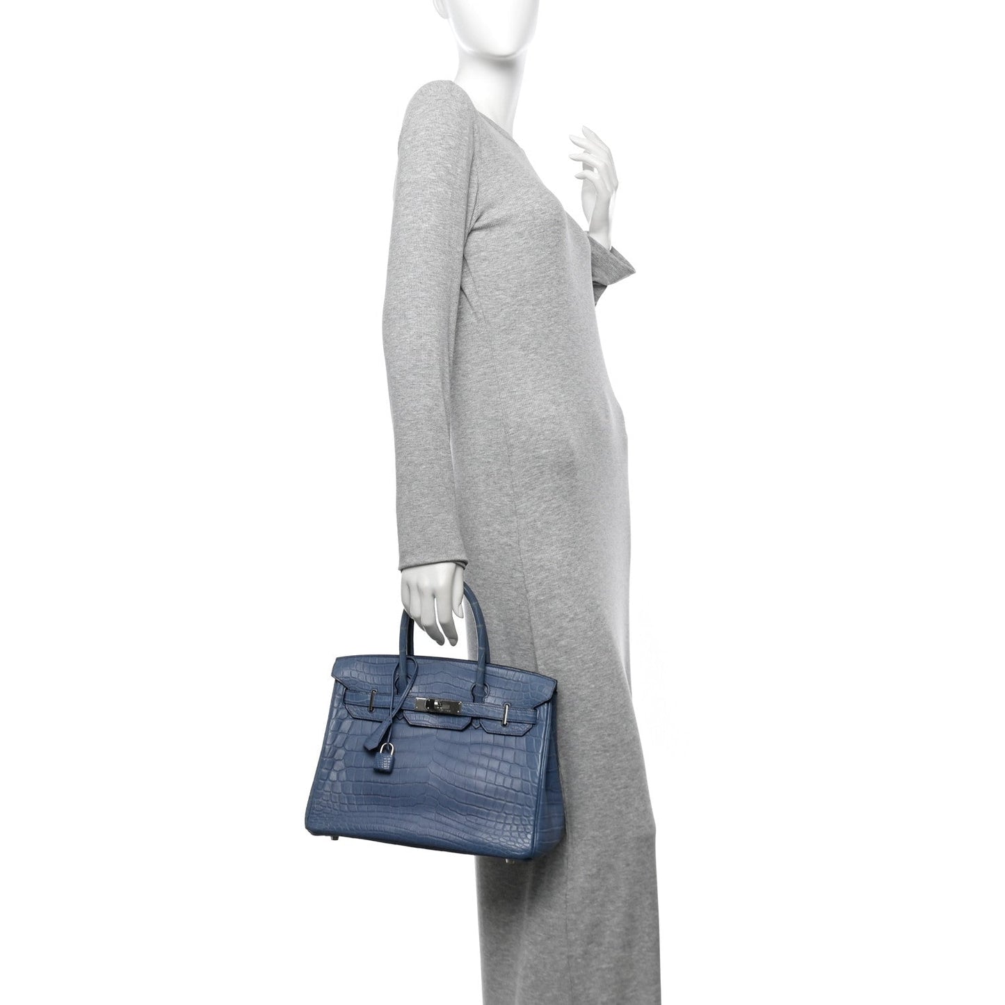 Hermes Matte Niloticus Crocodile Birkin 30 Bleu Ciel