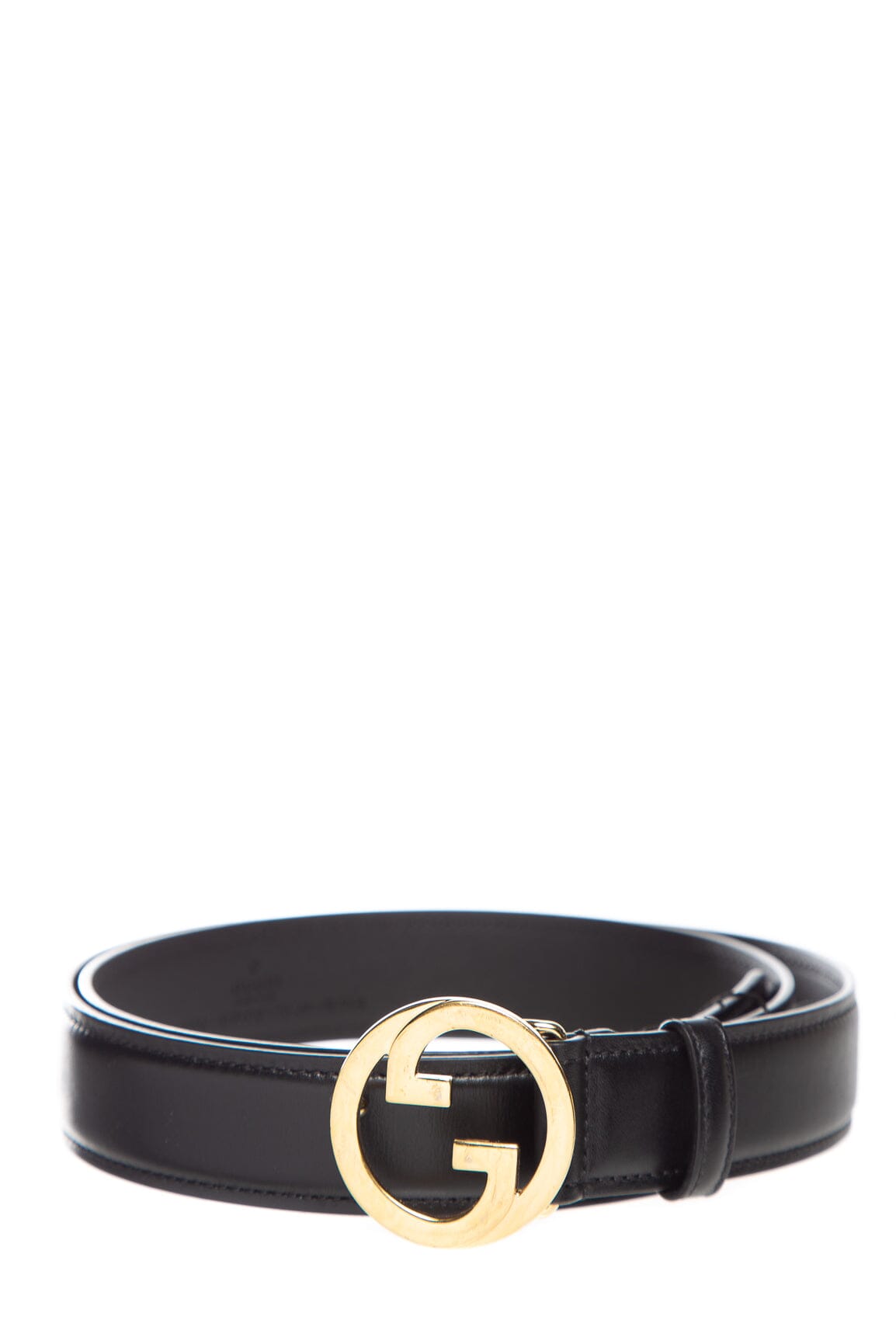 Gucci Black Interlocking G Logo Leather Belt SZ 95/38
