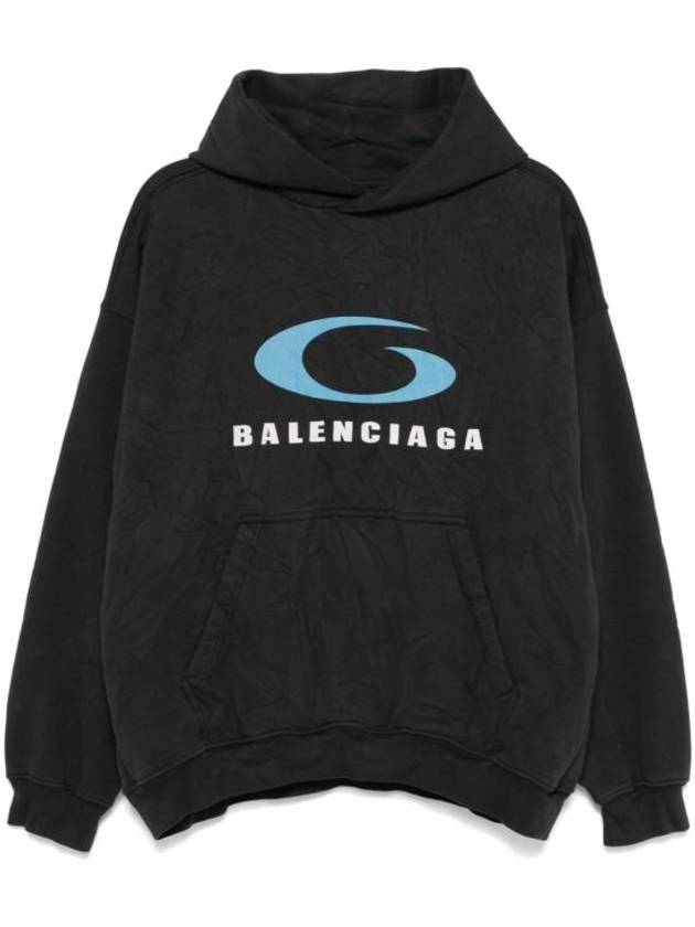 Luxury Balenciaga Trending 2026 Logo Hoodie Washed Black