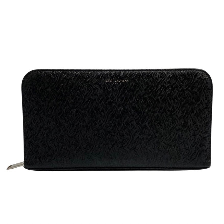SAINT LAURENT PARIS Long Wallet Purse leather black Women