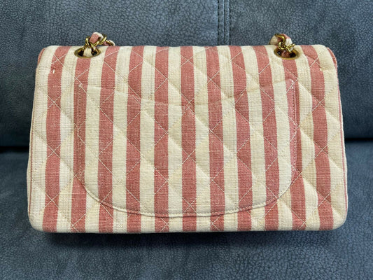 Chanel  Striped Linen Classic Flap Bag