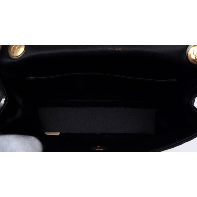 Chanel Mini Matelasse Single Flap Chain Satin Black