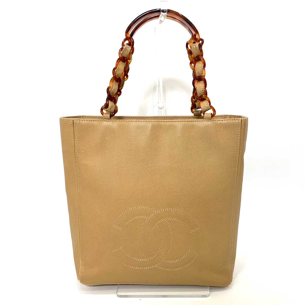 Chanel Caviar Skin Tortoise Shell Tote Bag Classic Flap