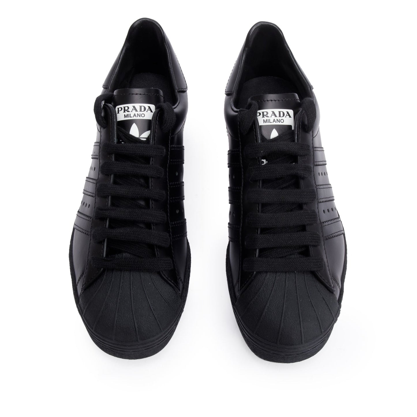 Prada X Adidas Black Leather Superstar Sneakers, Size 36.5
