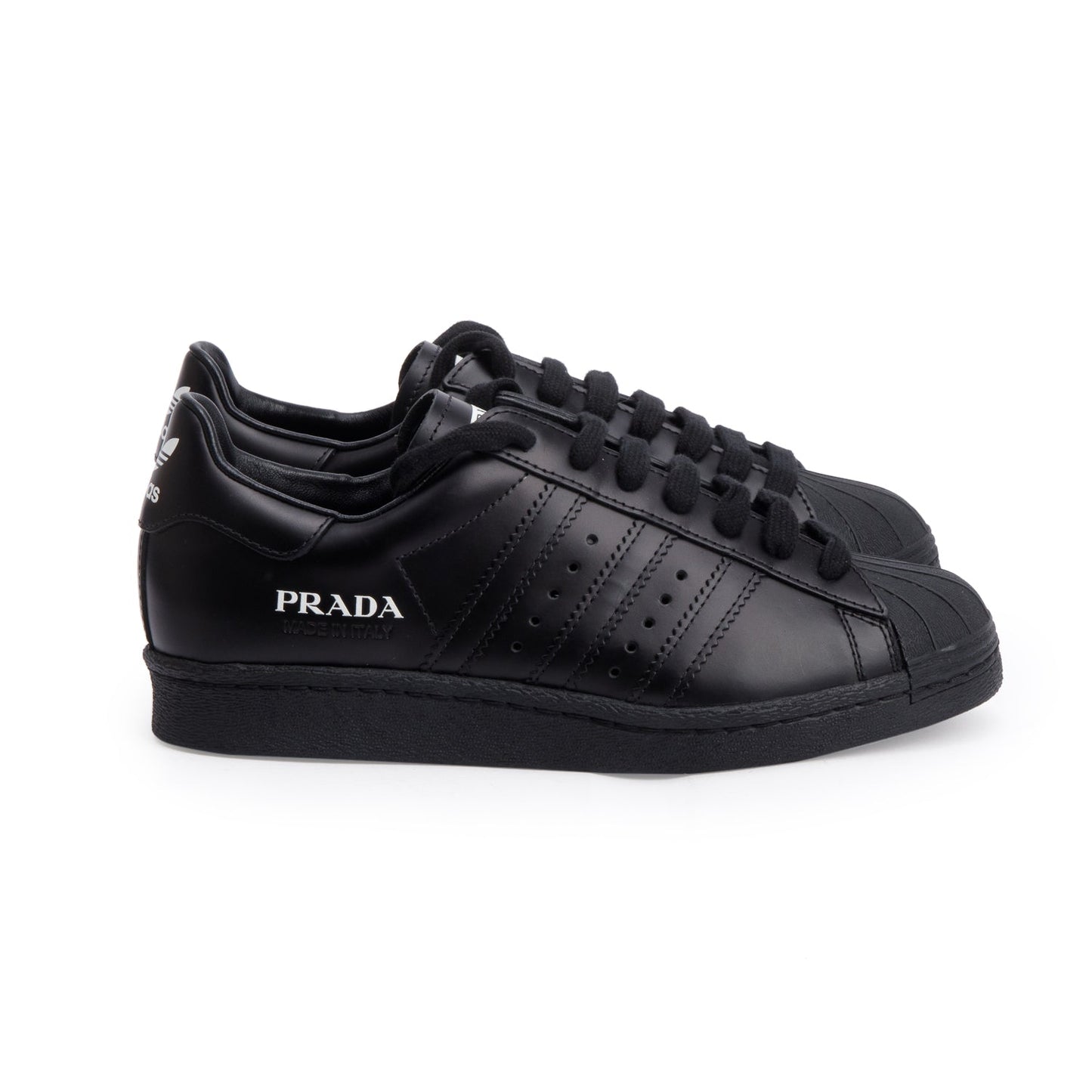 Prada X Adidas Black Leather Superstar Sneakers, Size 36.5