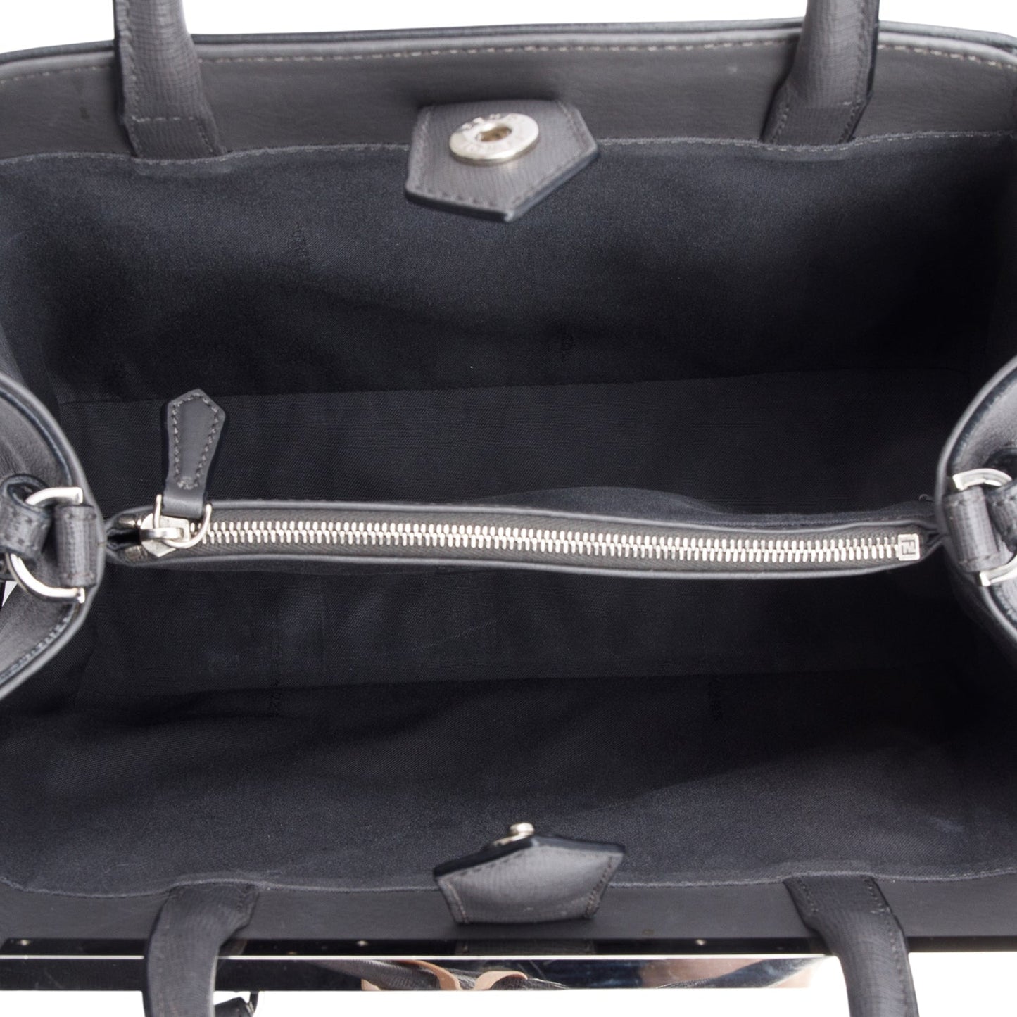Fendi Grey Vitello Elite Leather Pony Hair & Python Trim Bird Petite 2Jours Tote