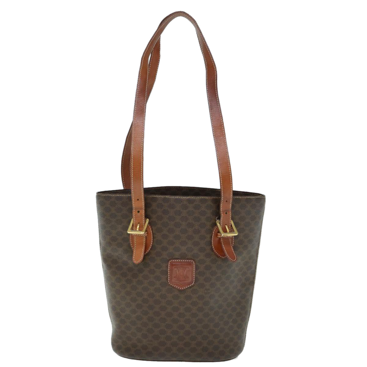 Luxury CELINE Macadam Canvas Shoulder Bag PVC Leather Brown  60044