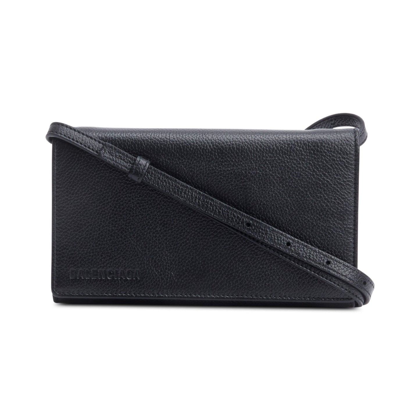 Balenciaga Black Calfskin Leather Small Logo Flap Crossbody