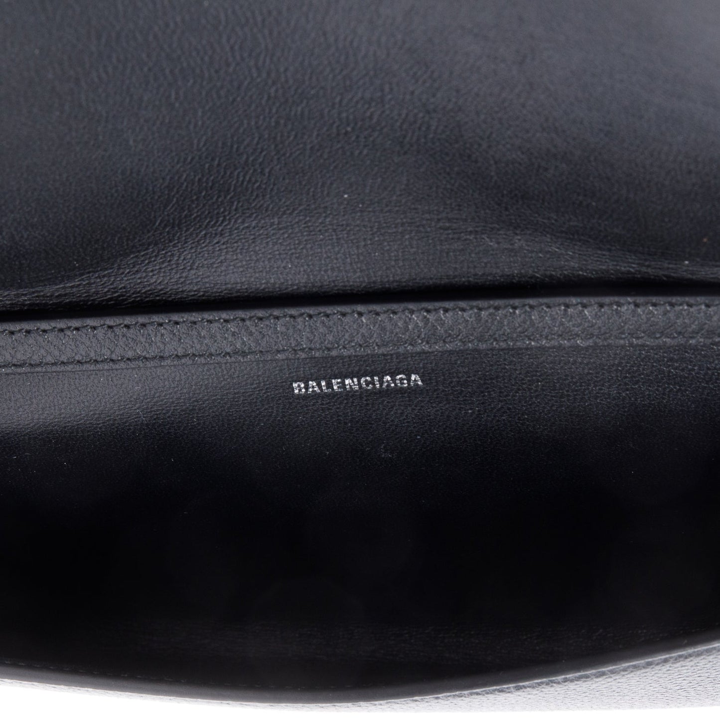 Balenciaga Black Calfskin Leather Small Logo Flap Crossbody