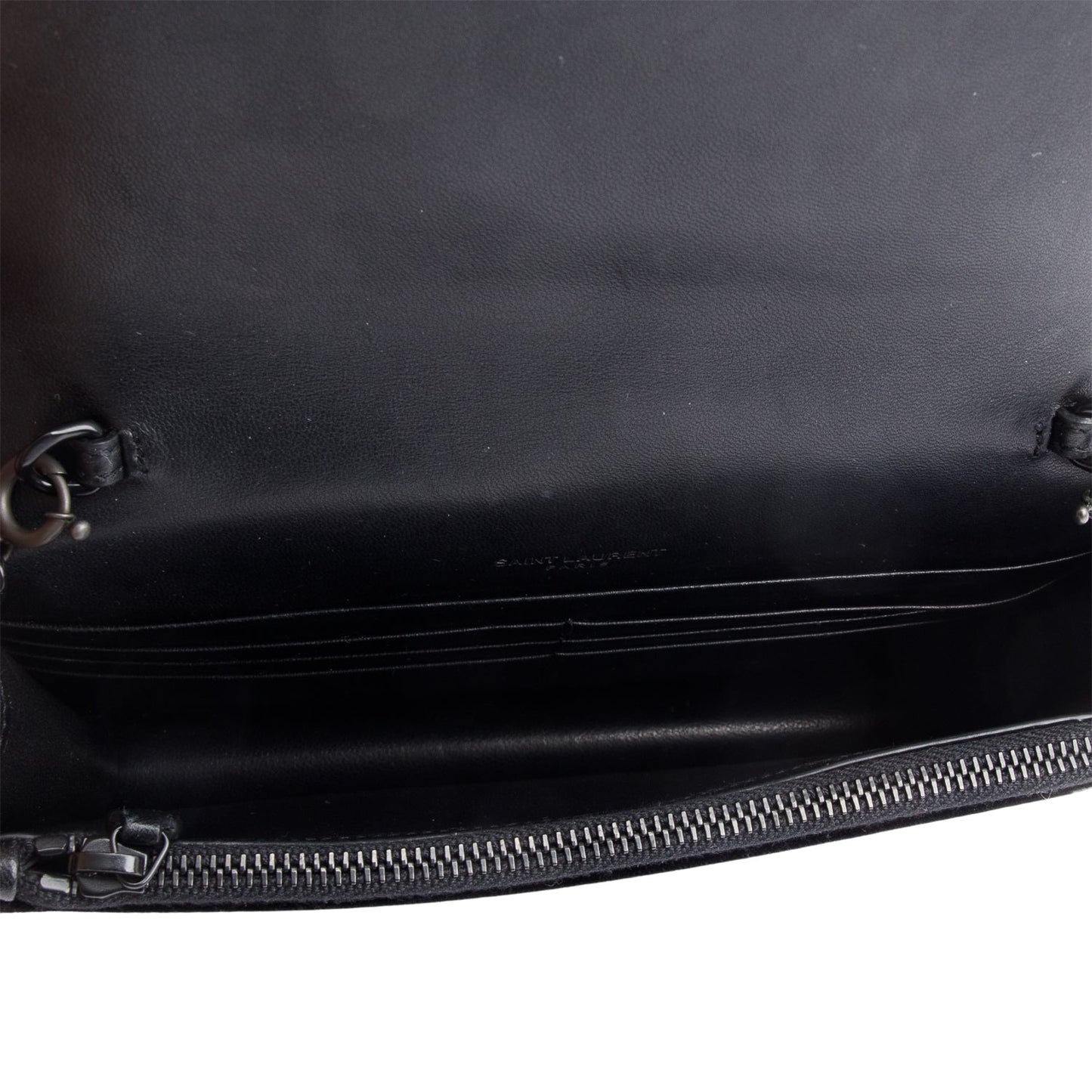 Saint Laurent Black Velvet Crystal Small Kate Tassel Bag
