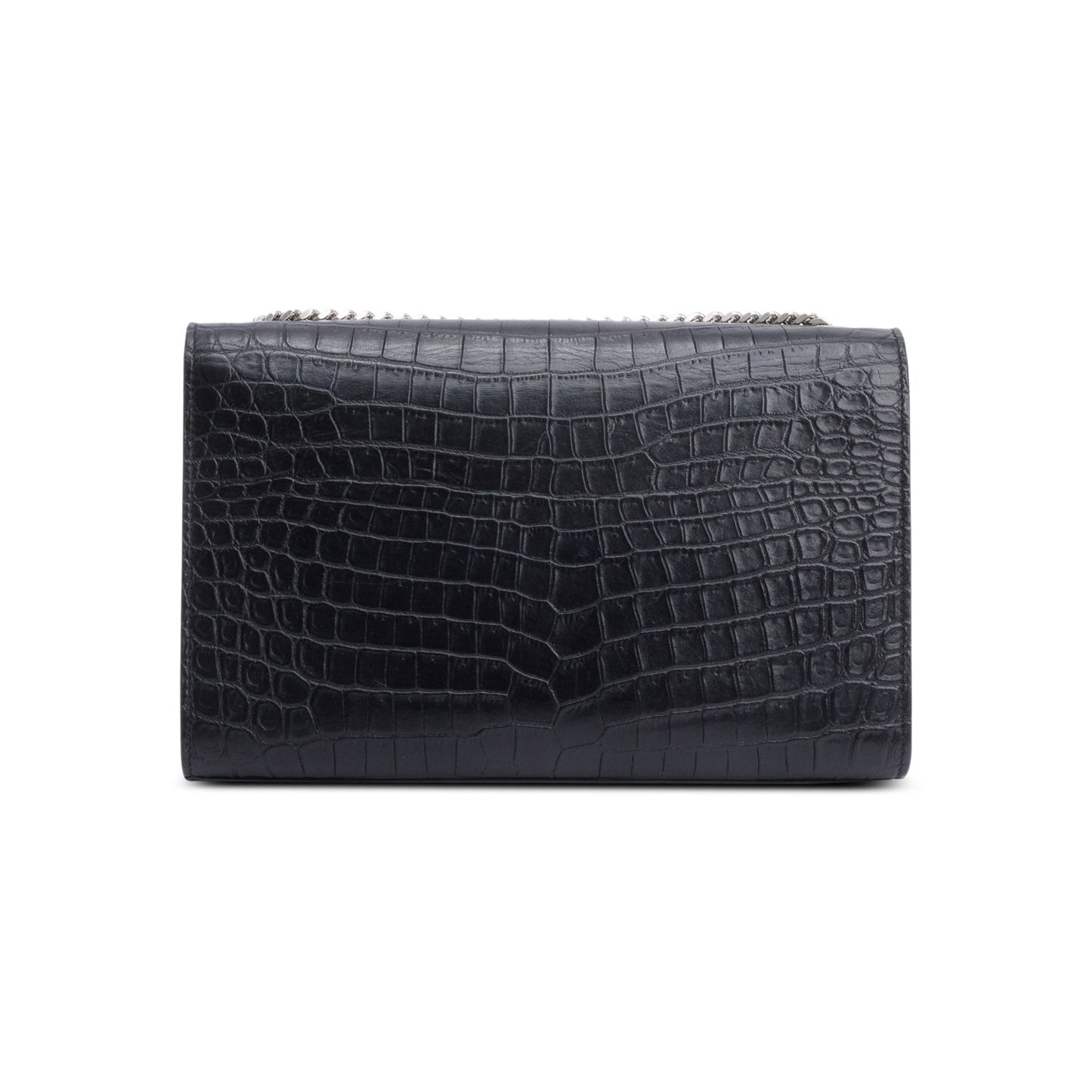 Saint Laurent Black Crocodile-Embossed Leather Medium Classic Monogram Kate Tassel Chain Bag