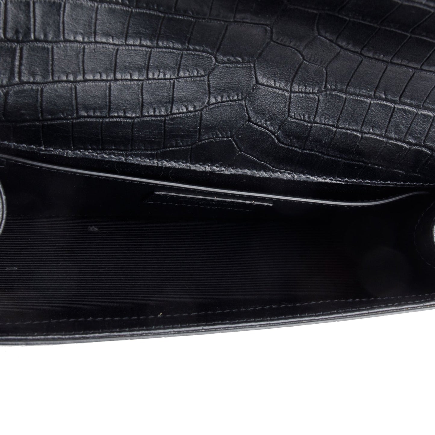 Saint Laurent Black Crocodile-Embossed Leather Medium Classic Monogram Kate Tassel Chain Bag