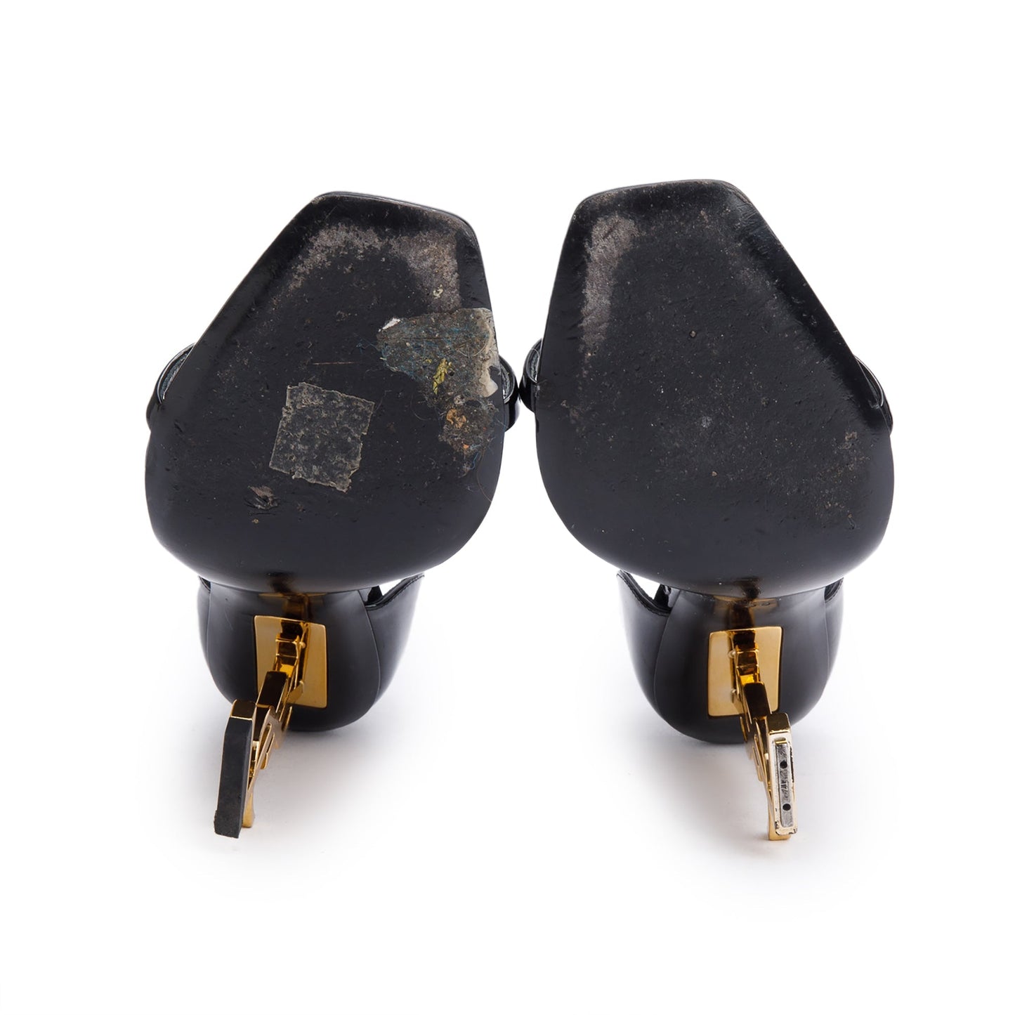 Saint Laurent Black Patent Leather Opyum Sandals, Size 38
