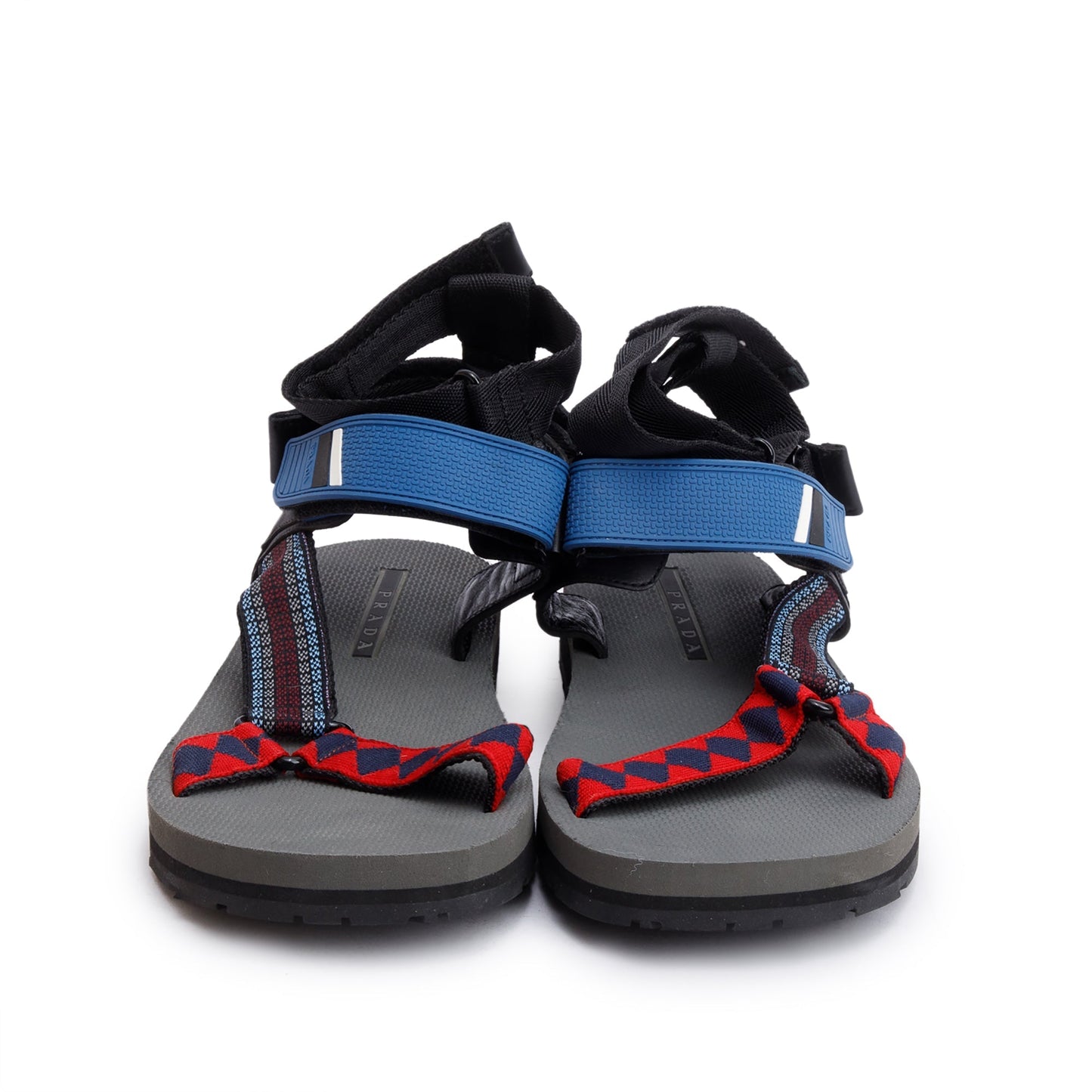 Prada Grey Rubber Printed Teva Sling Back Gladiator Sandals, Size 9