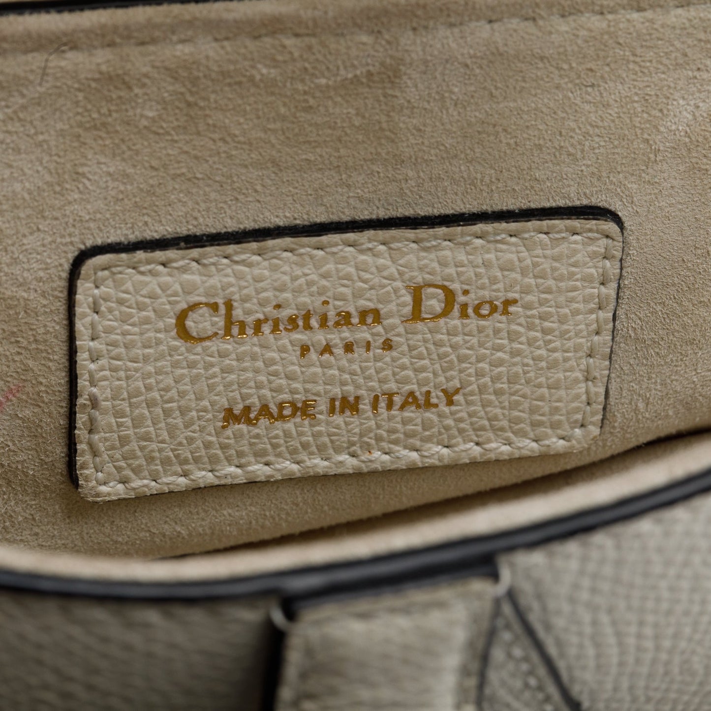 Christian Dior White Grained Calfskin Leather Mini Saddle Bag