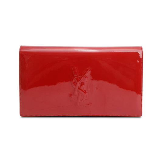 Saint Laurent Large Red Patent Leather Belle de Jour Clutch