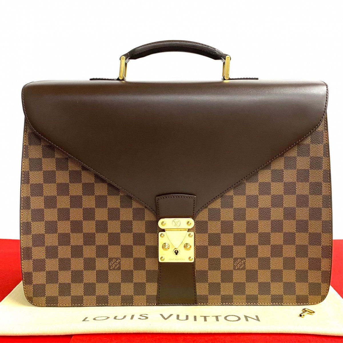 LOUIS VUITTON Business bag AAS16568 Leather, PVC Brown Special order Damier Ambassador mens