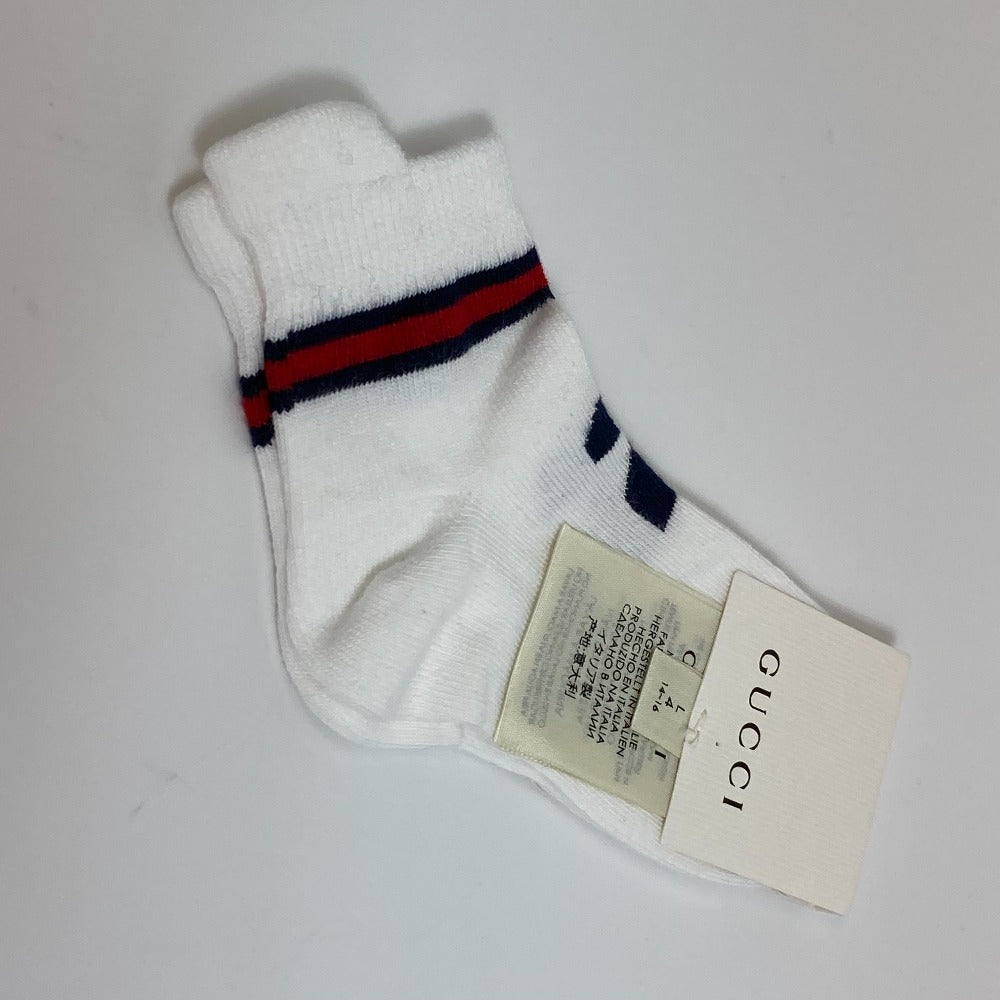 GUCCI Knit hat 418599 cotton White x navy Baby GG pattern Women M